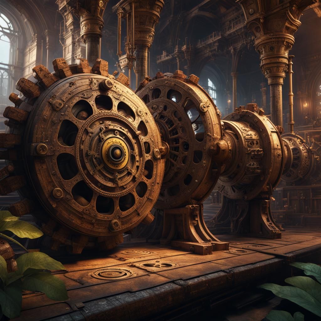 Ancient Technology with Rusty Gears in 8K