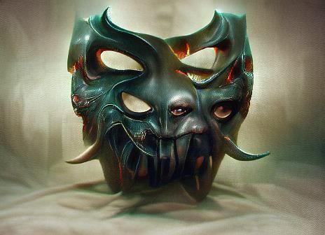 Sinister Oni Mask in Dark Fantasy Style