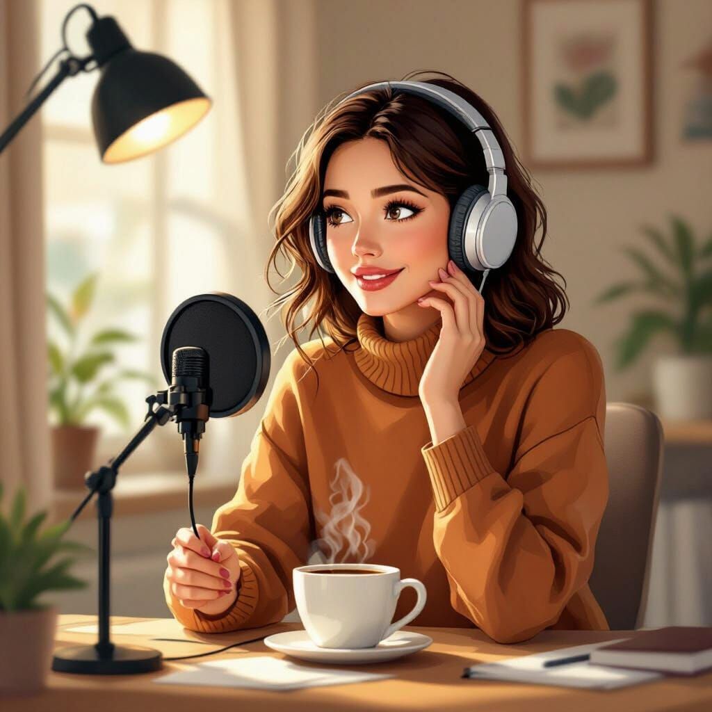Podcast Recording Session with Coffee