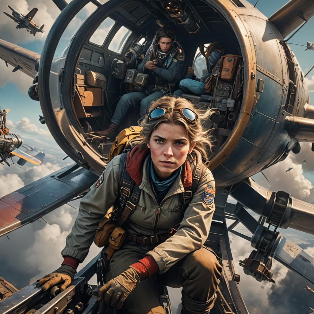 Amelia Earhart: Detailed Matte Painting in Deep Color