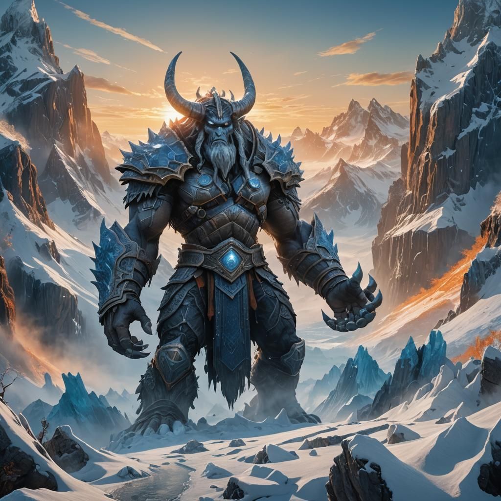 Colossal Frost Giant Oversees Frozen Territory