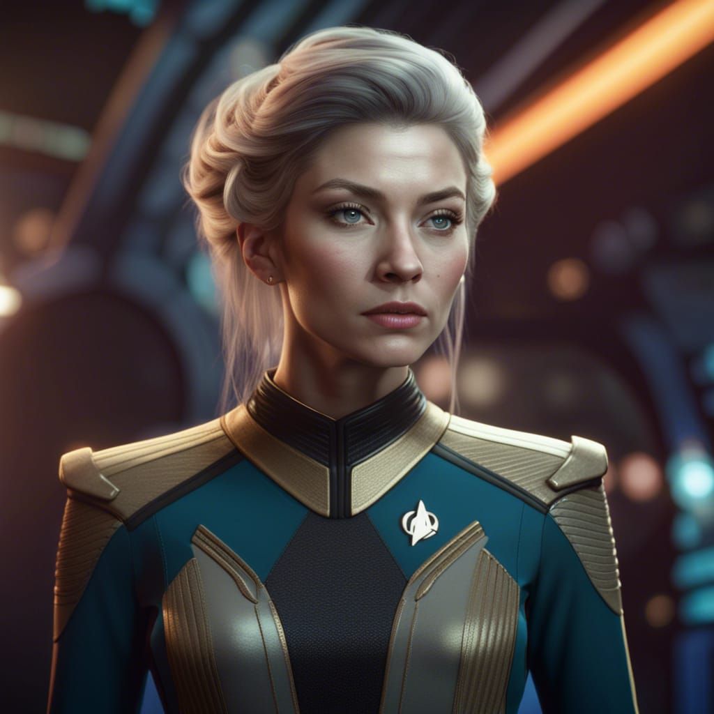 Beautiful Woman in Star Trek Uniform, Digital Art