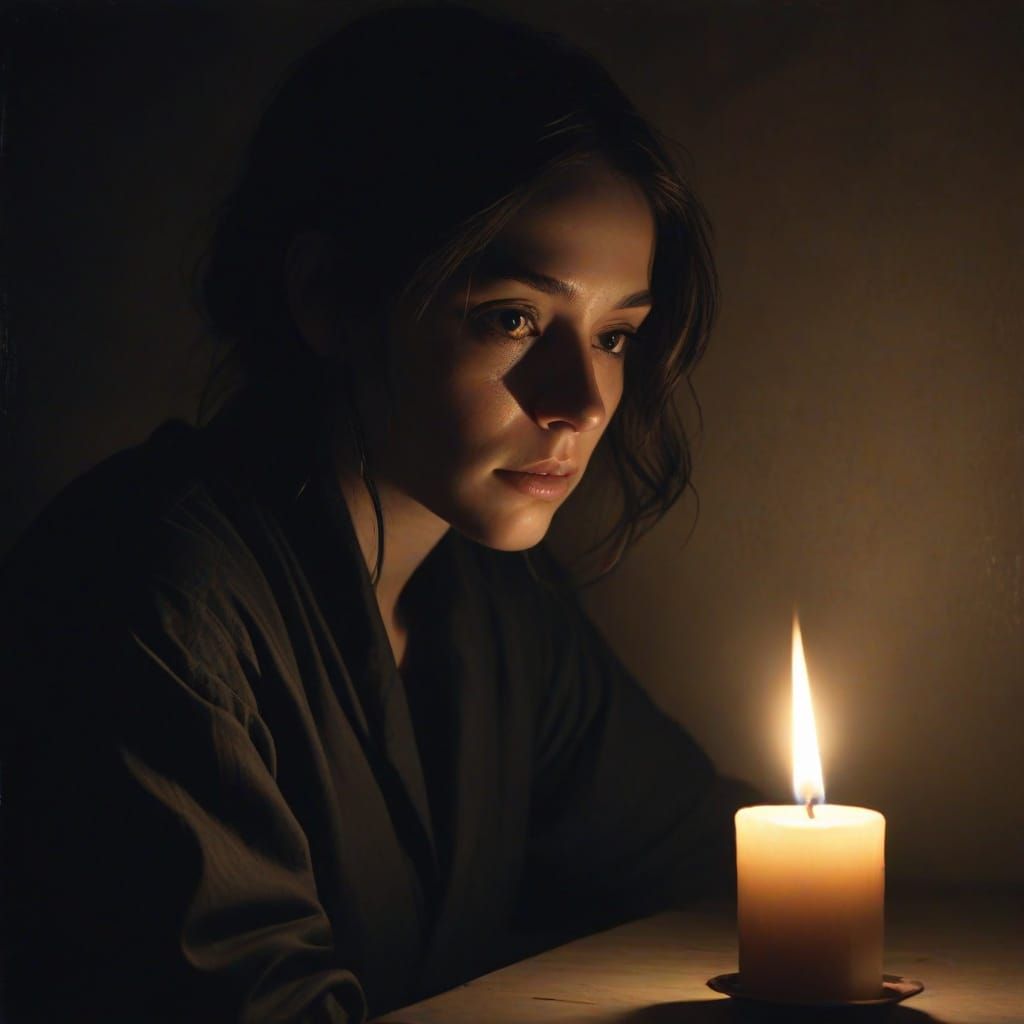 Moody Figure in Shadows: An Oil Painting in Surrealism Style