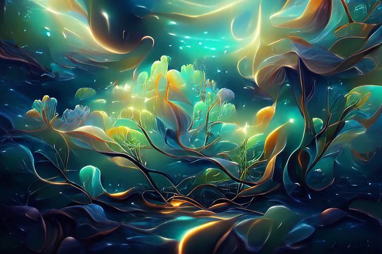 Bioluminescent Alien Algae Bloom by Aenami