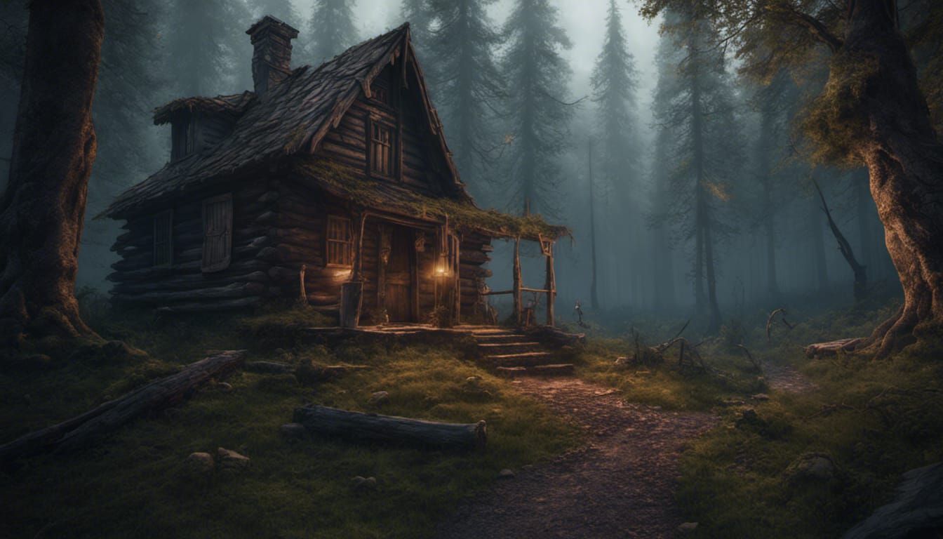Haunted Cabin in Forest: Matte Painting