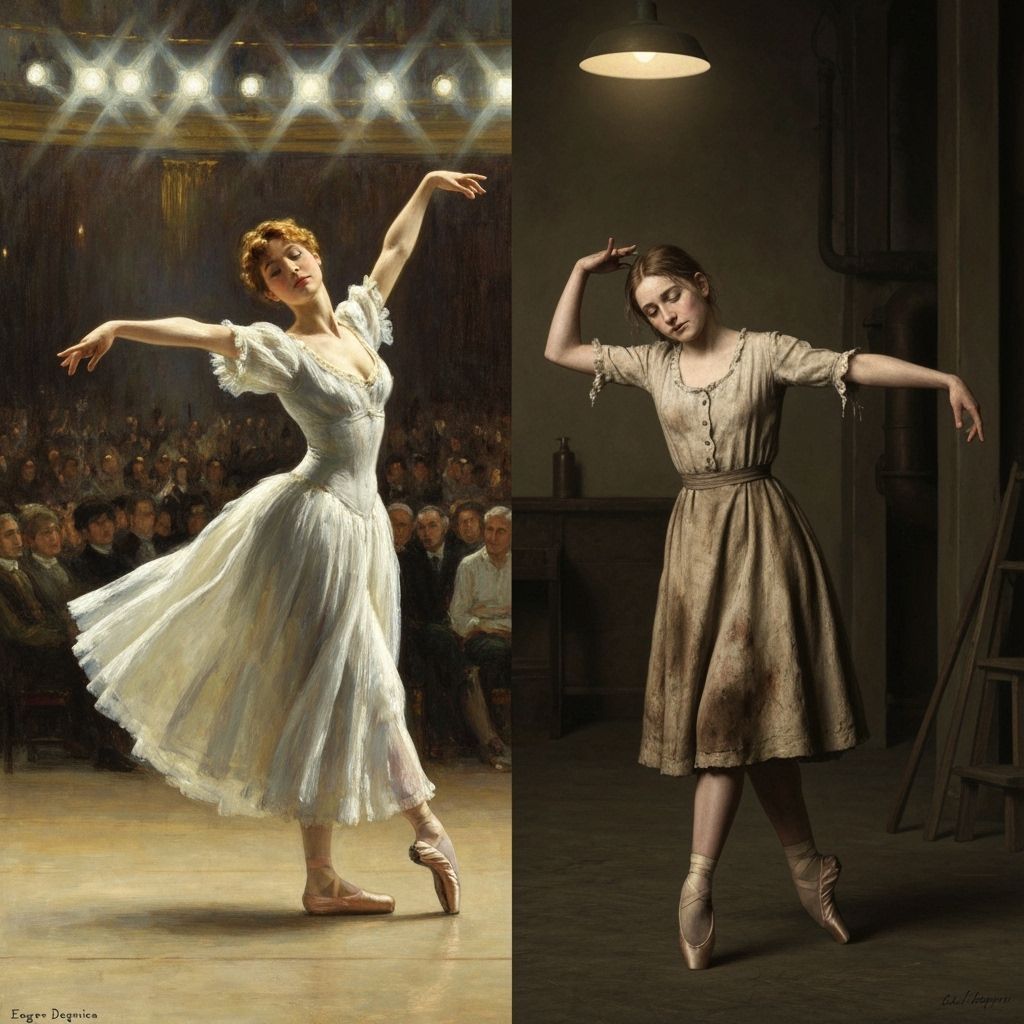 Duality Portrait: Ballerina's Dream vs Reality, Impressionis...
