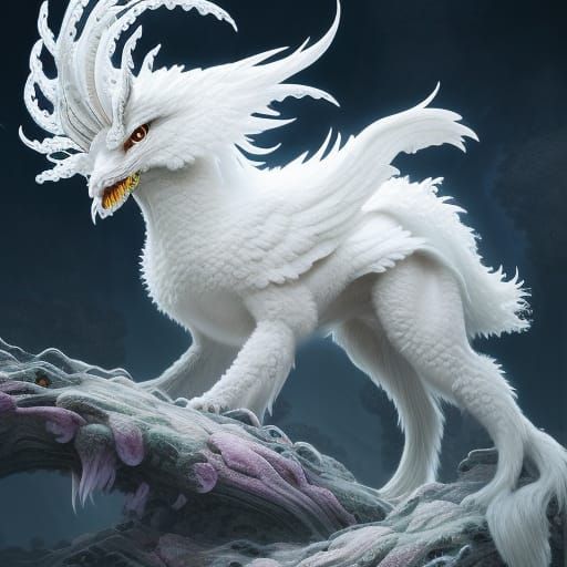 Cute fluffy white Gryphon