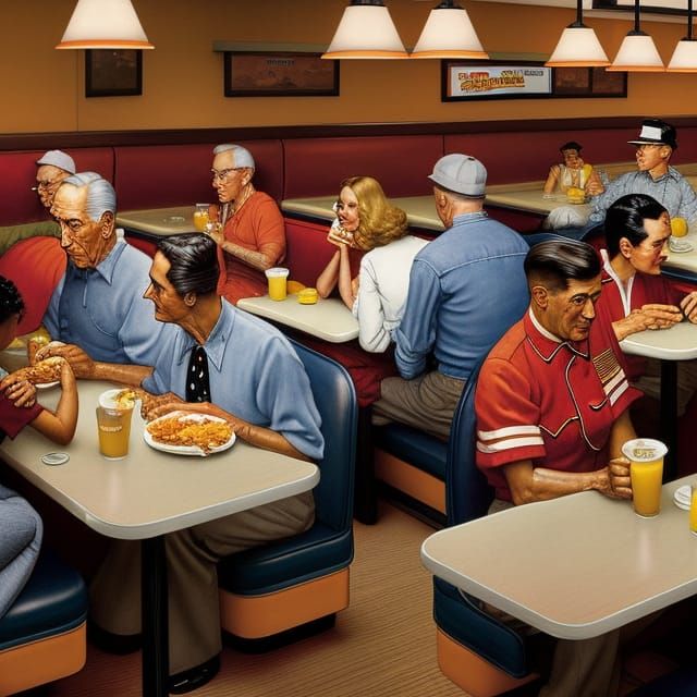 Norman Rockwell's late night Denny's