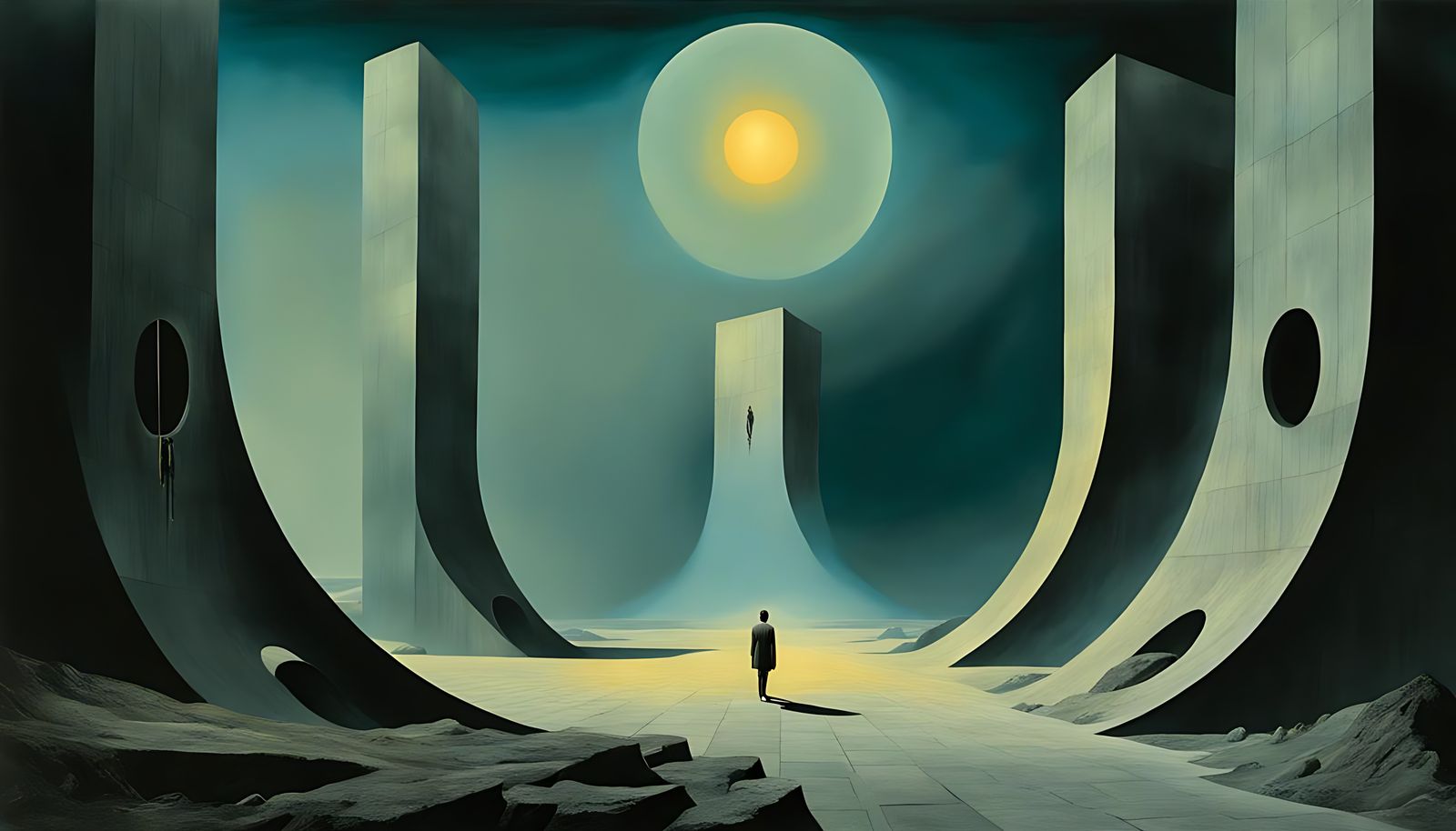 Surreal Astral Projection Dreamscape in Art Concrete Style