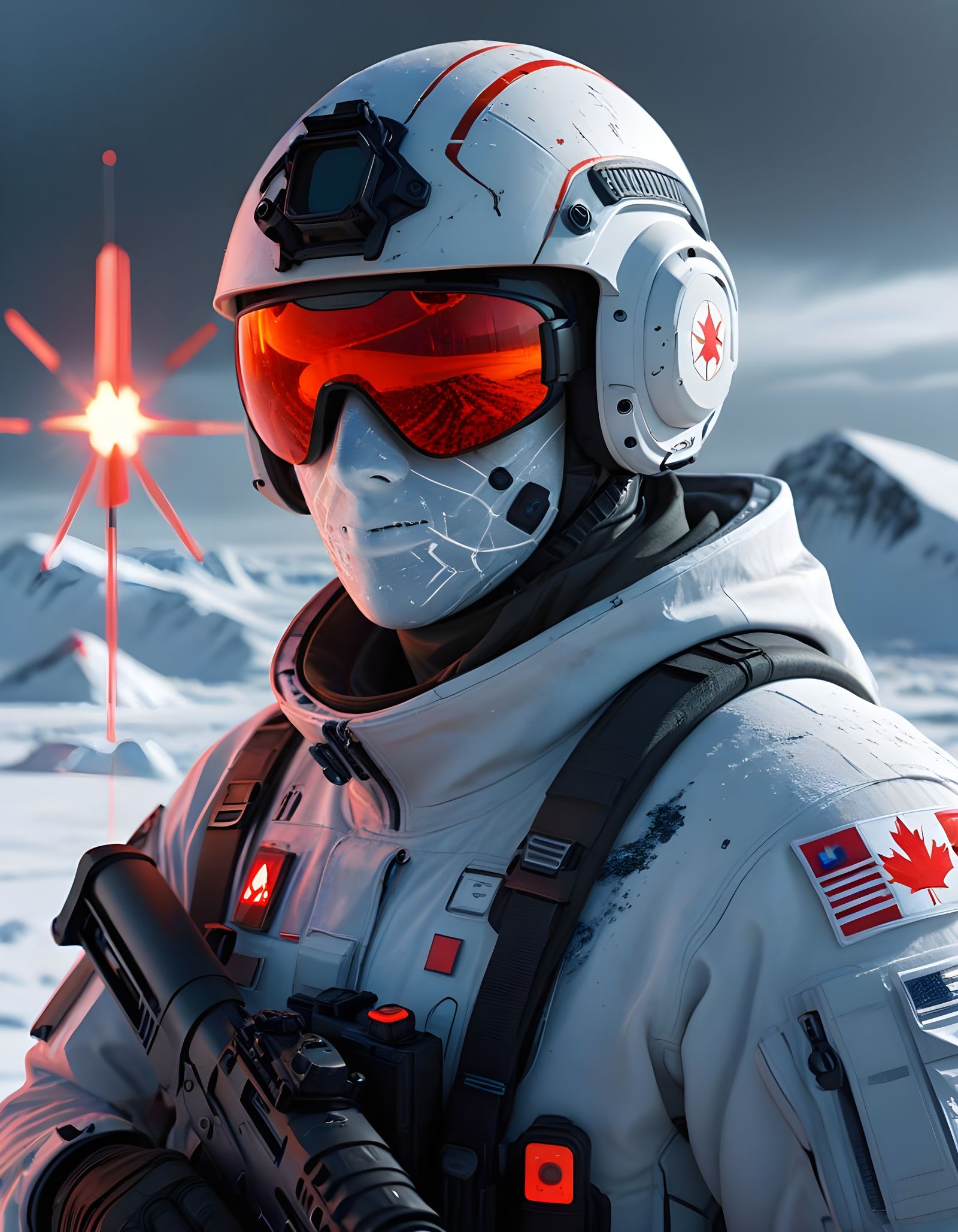 Hyper-Realistic Cinematic Scene of Canadian Military in Arct...