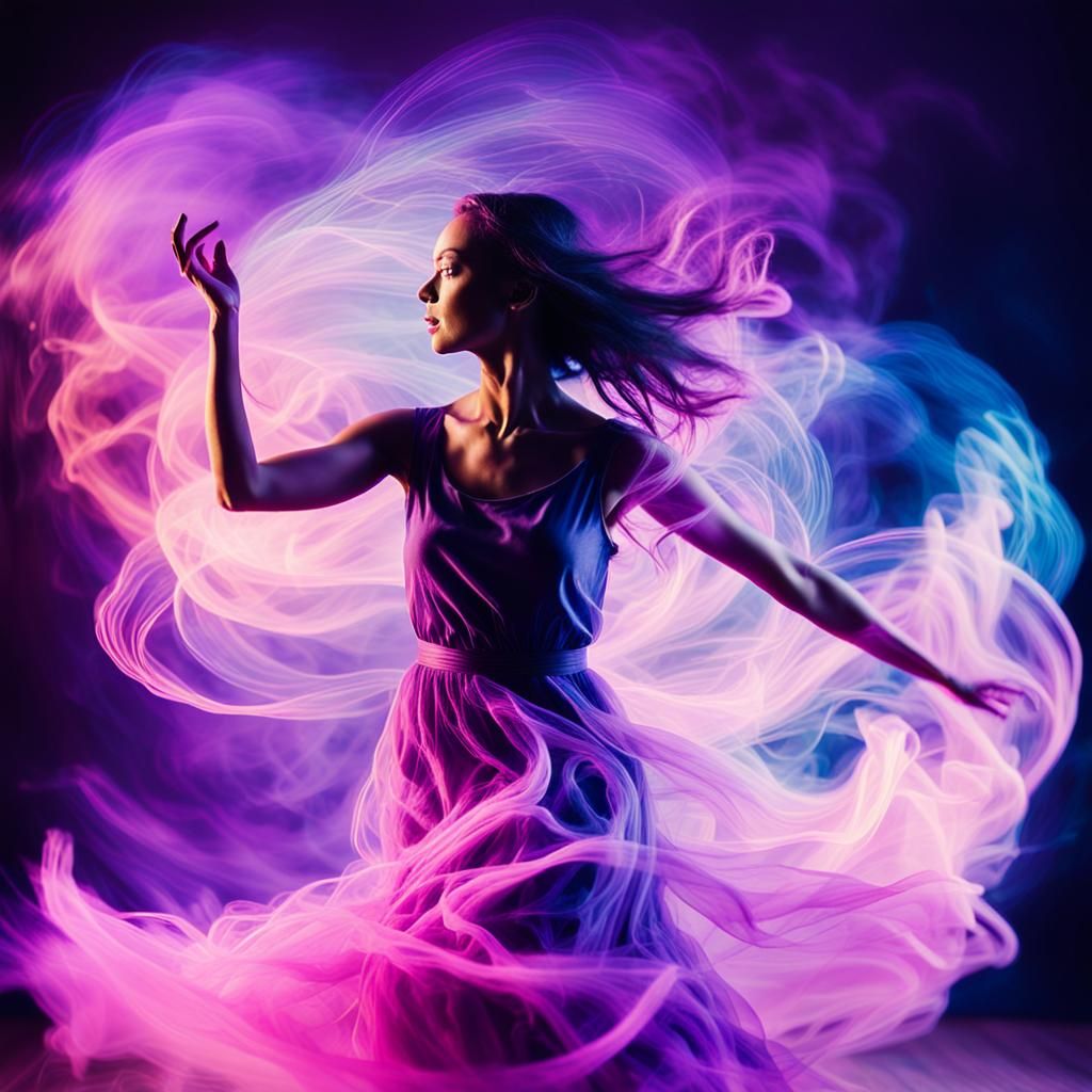 Ethereal Dancer in Abstract Expressionism with Neon Lights