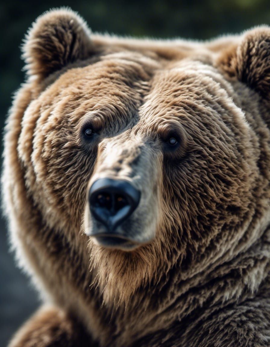 Confident Obese Bear Portrait in Telephoto Close-Up