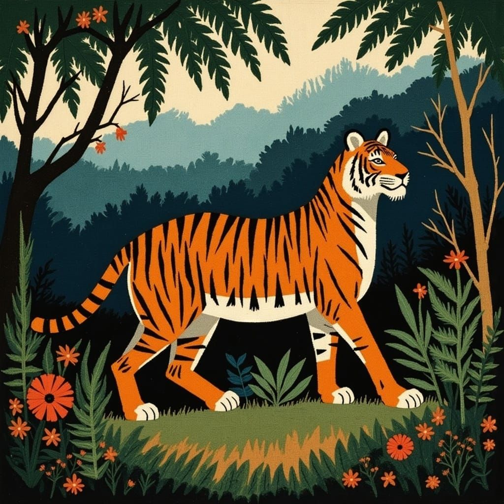 Bengal Tiger in Indian Rainforest, Classic Travel Poster