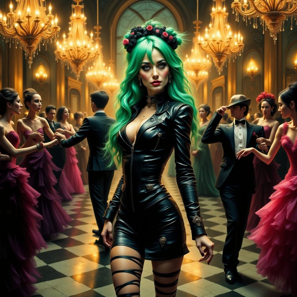 Green and Orange Goth Woman 2