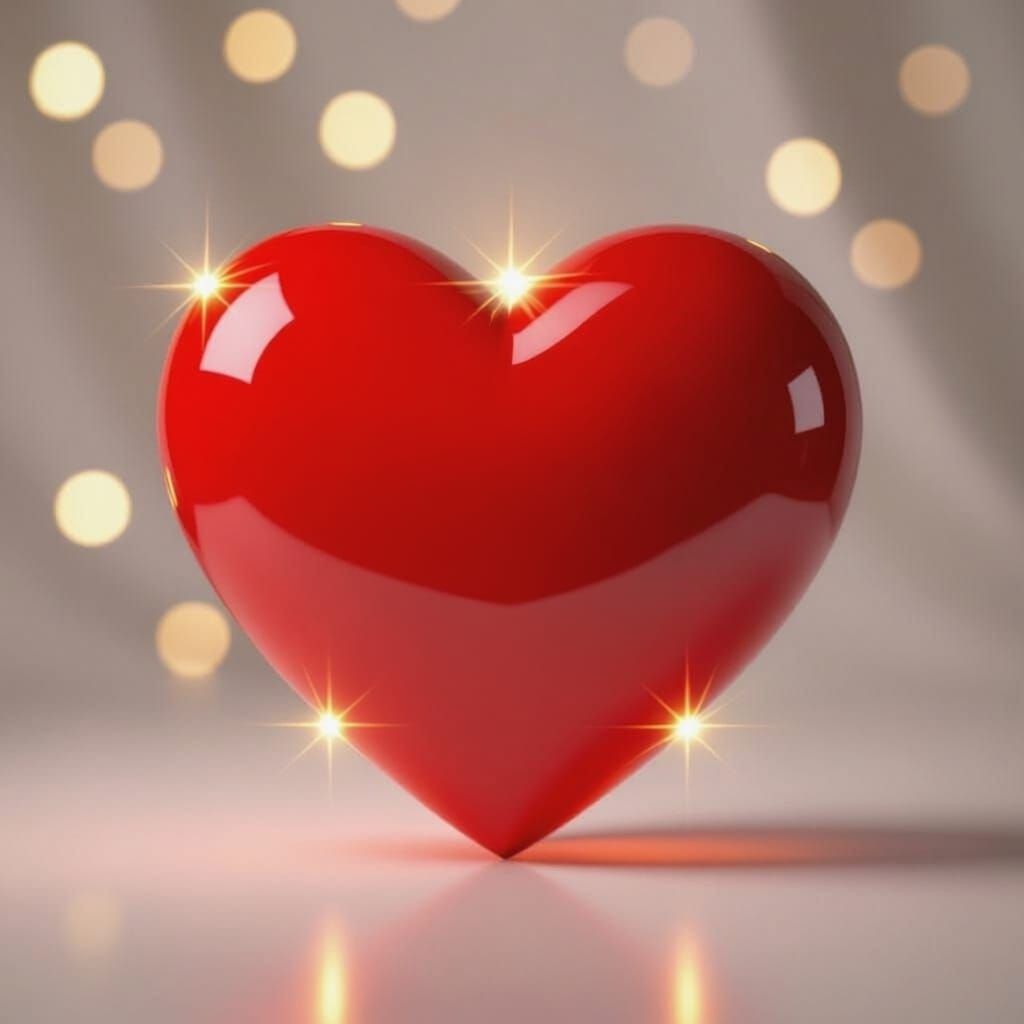 Vibrant Red Heart With Golden "LOVE IS ALL" Script