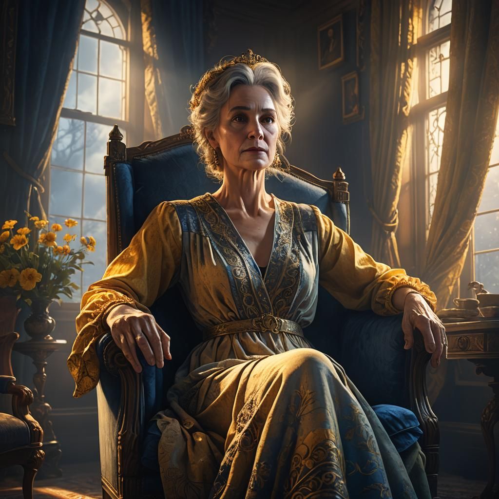 Emotional Mother in Nightdress: Surreal Concept Art