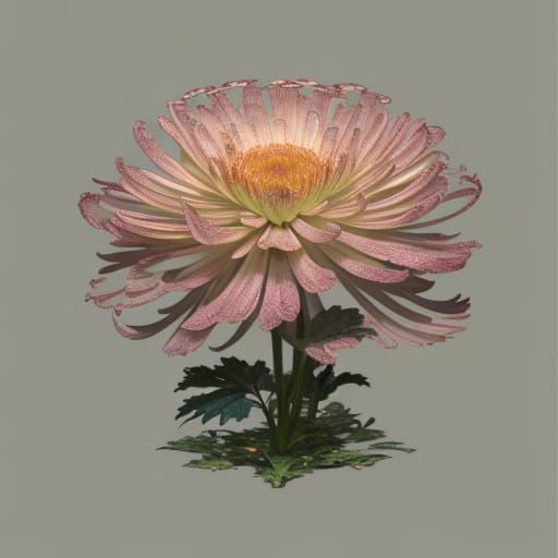 Dark Red Chrysanthemum Concept Art in Dynamic Lighting