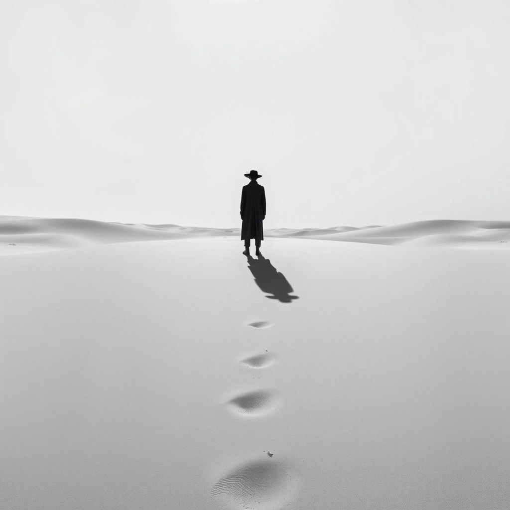 Monochromatic Desert Figure in Suprematist Style