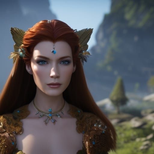 Copper-Haired Fairy Princess in Hyperreal Style