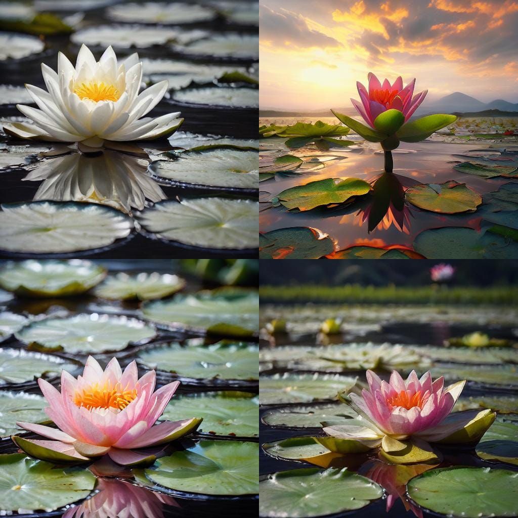 Black Water Lily with Frog: Detailed Matte Painting