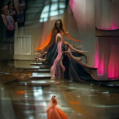 Sinister Peach Gowns on Catwalk