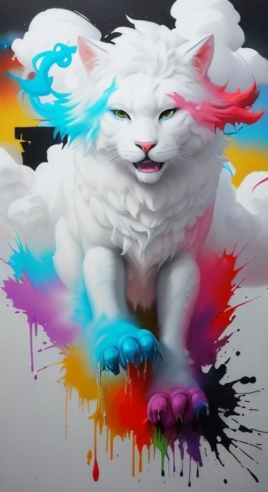 Animals Transform Into Fluffy White Clouds in Graffiti Art