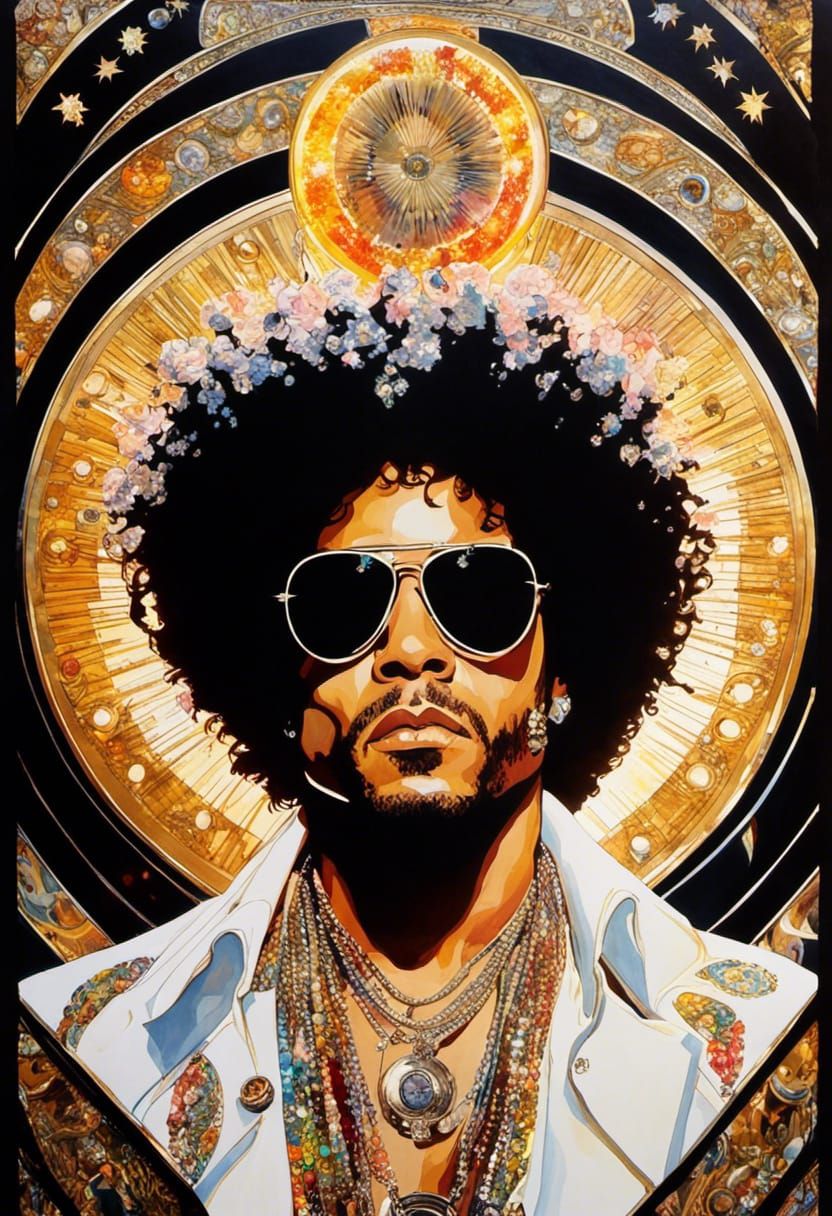 Psychedelic Altarpiece: Lenny Kravitz in Bohemian Style