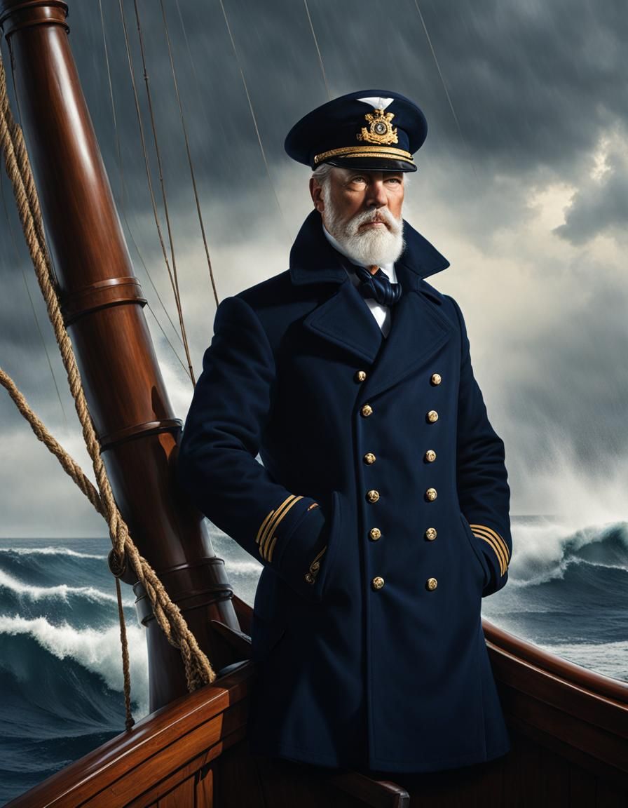 Determined Sea Captain in Light Storm