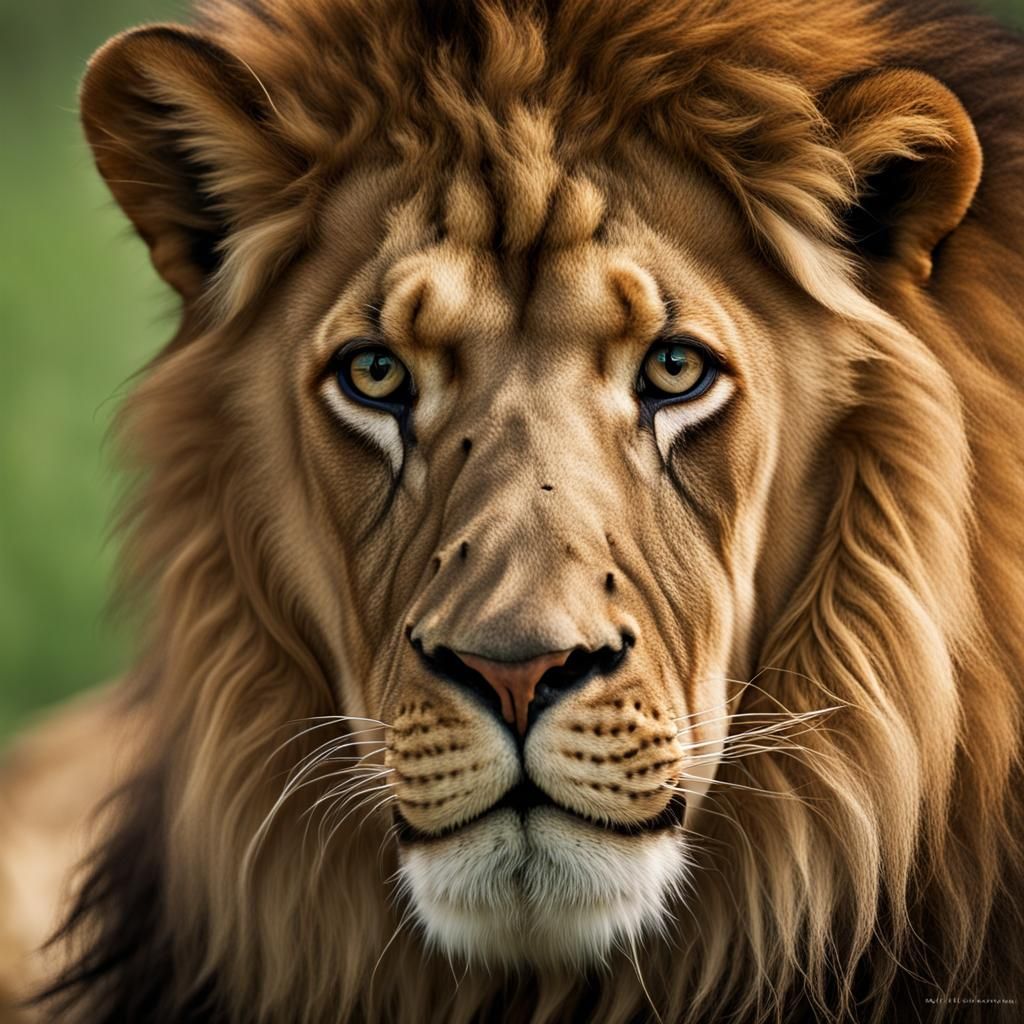 Lions Close-up Portrait in Studio Lighting