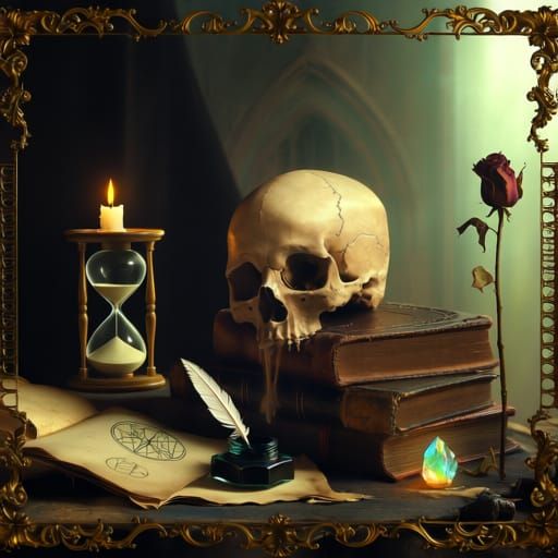 Memento Mori Still Life in Baroque Style