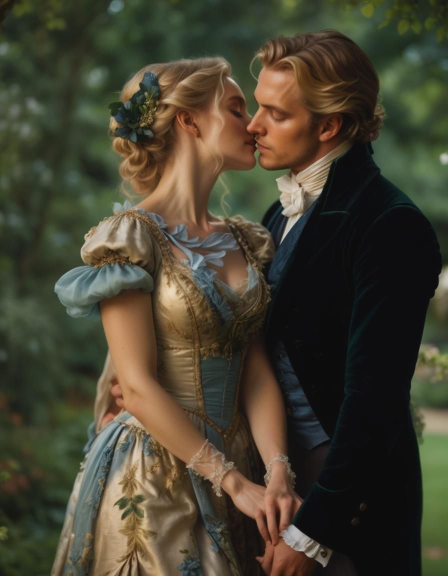 Regency Romance: Lady Dancing in English Garden