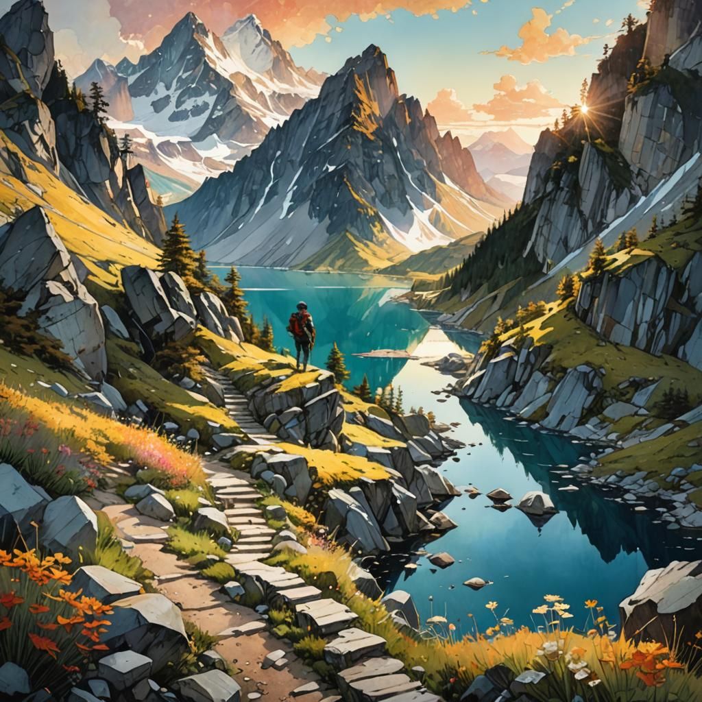 Crystal Lake Hiking Trail: Watercolour Masterpiece