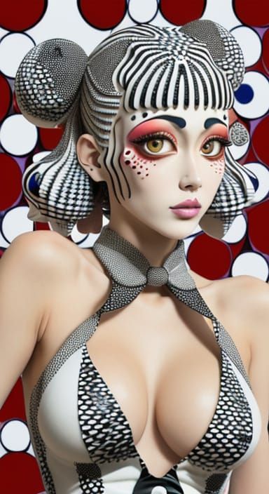 Whimsical Tuxedo Lady in Vibrant Fantasy Scene