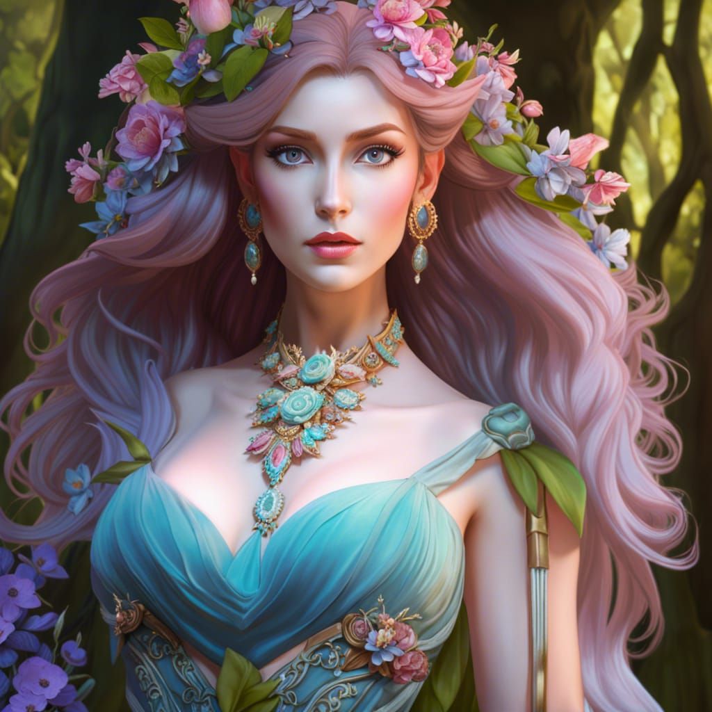 Graceful Woodland Fairy Titania in Forest Grove