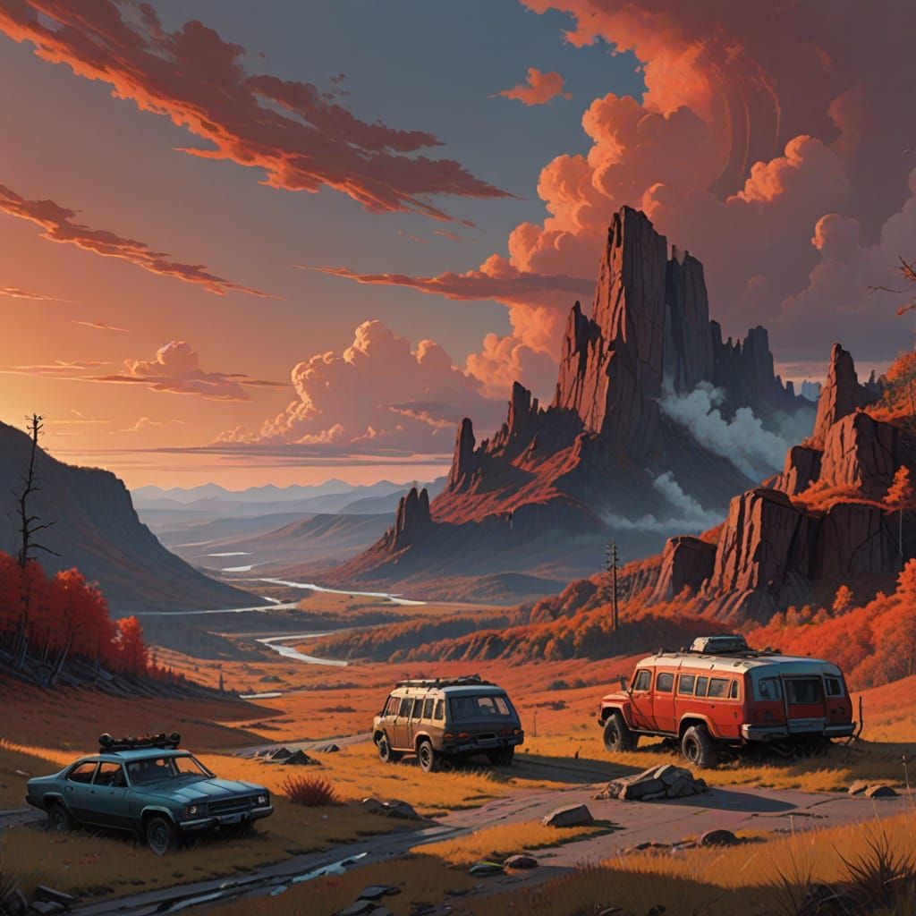 Majestic Martian Landscape in Romanticist Style