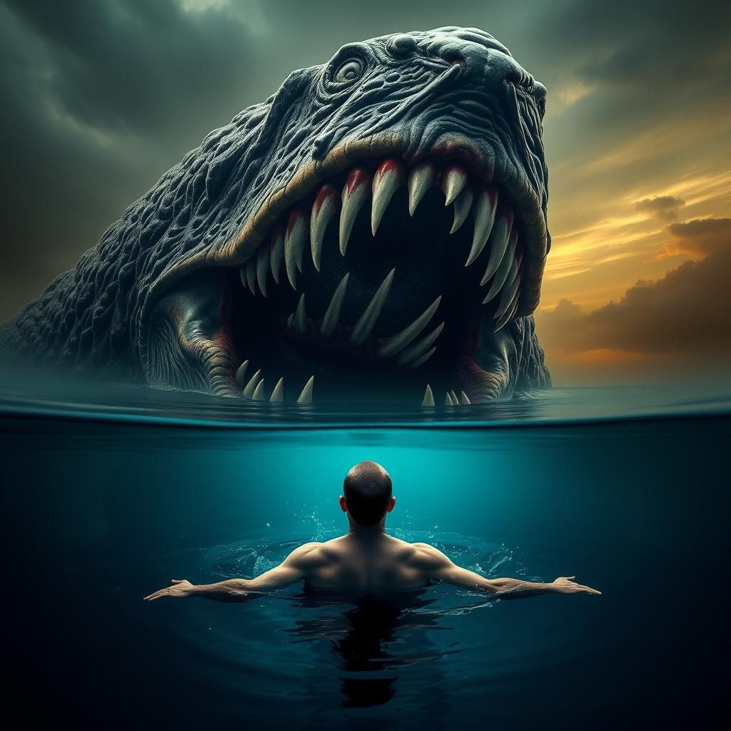 Underwater Horror: Swimmer Meets Jormungandr