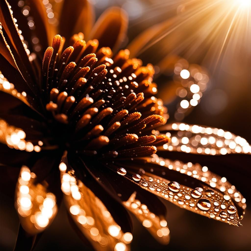 Brown Flower Gleaming with Sunlight and Iridescence