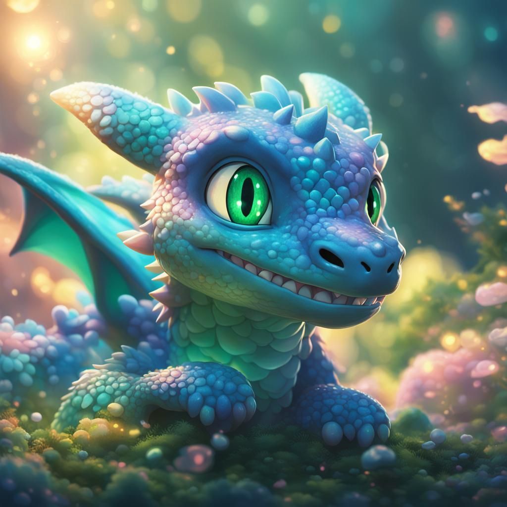 Pastel Dragon in Anime Key Visual Style