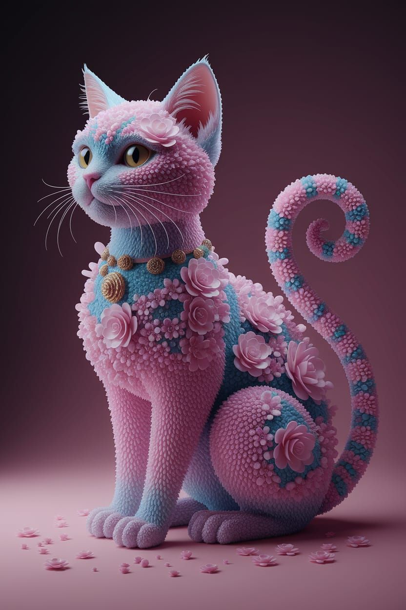 Pink flower cat