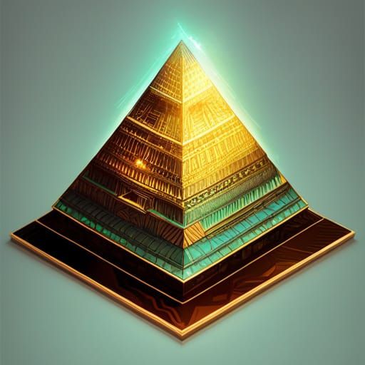 Bioluminescent Egyptian Pyramid with Golden Outlines