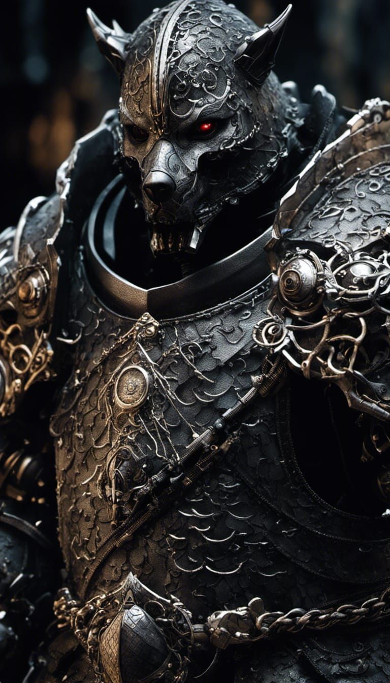 Shadow Knight Dire Wolf in Steampunk Armor