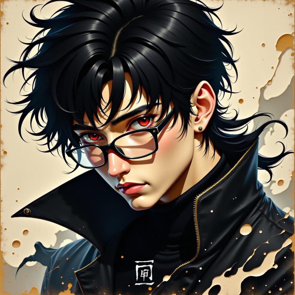 Bishounen Portrait of Haruto with Flowing Hair