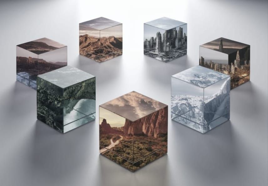 Seven Continents in Futuristic 3D Render