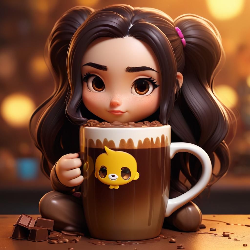 A captivating and intricate 3D render featuring a chibi girl