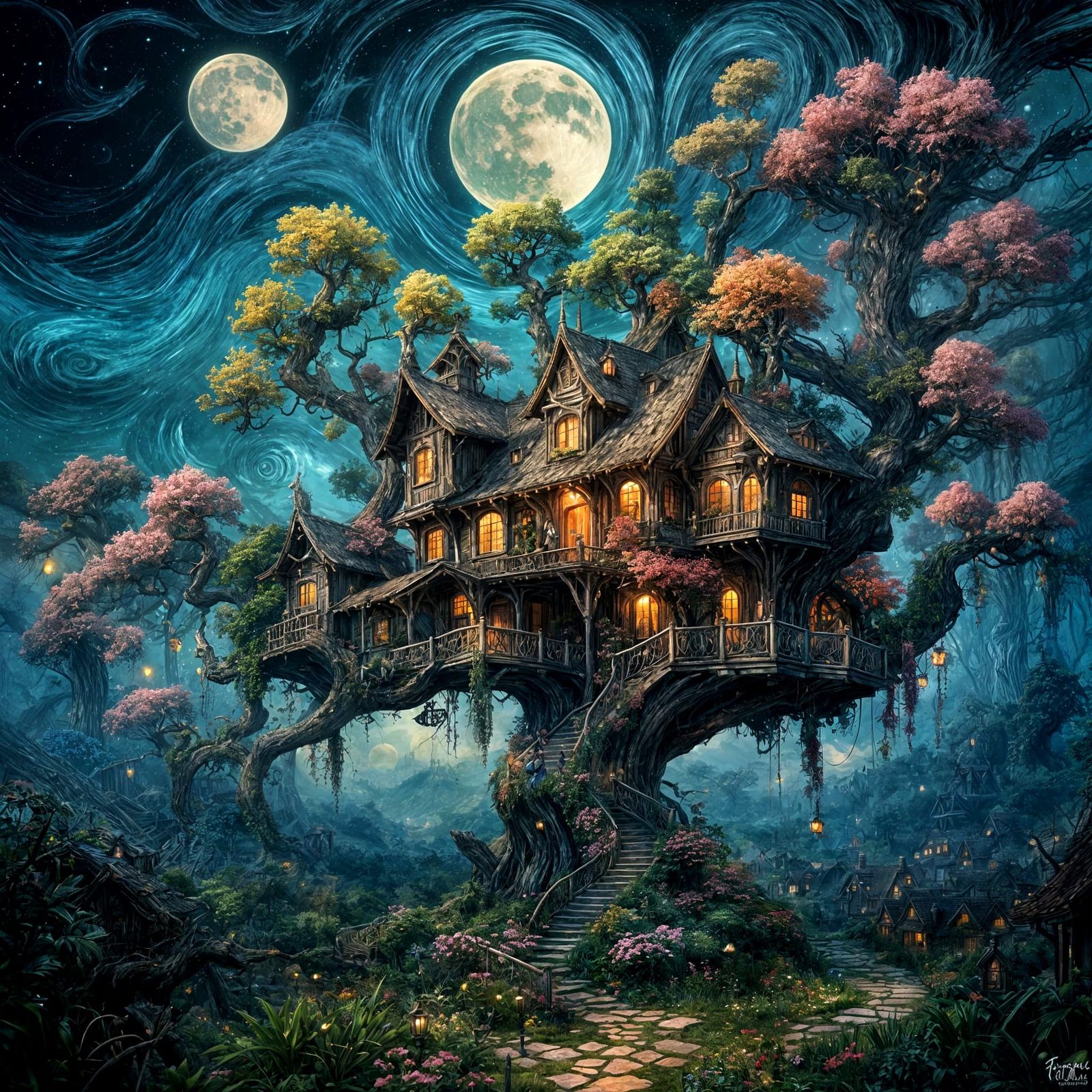 Fantasycore Treehouses in Flowering Yggdrasil