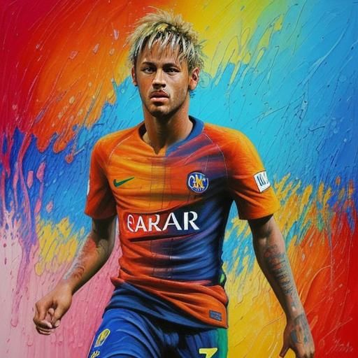 Neymar in Neo-Impressionist Expressionist Oil Painting