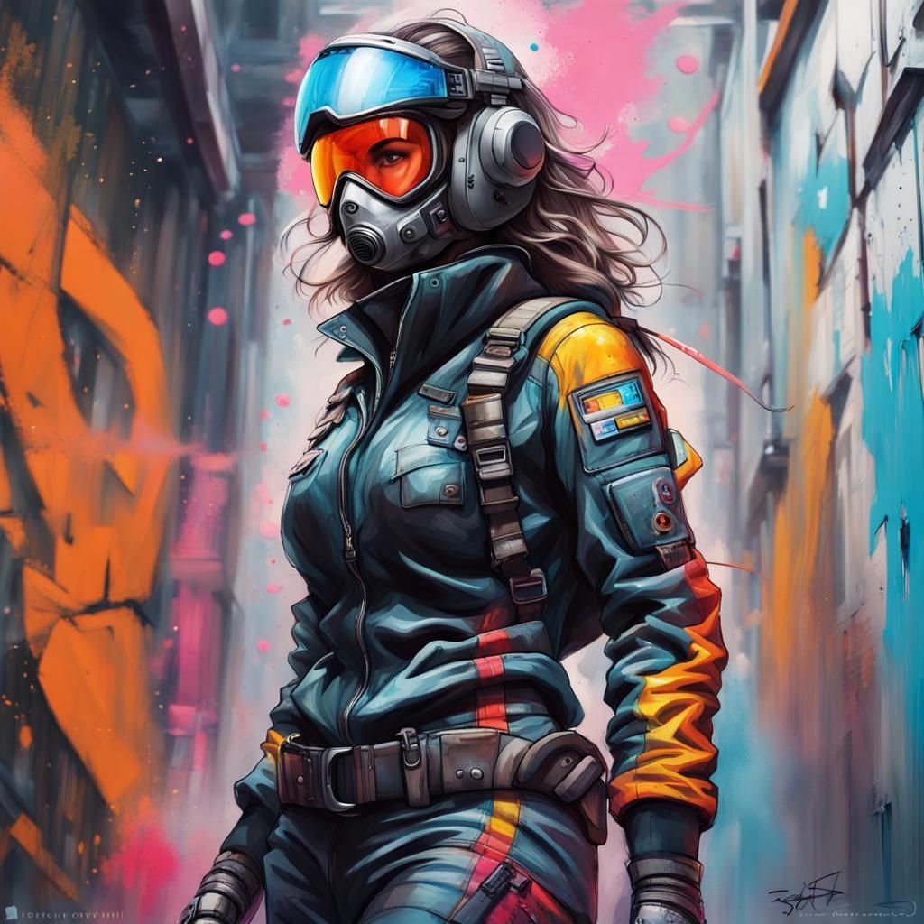Cyberpunk Fighter Pilot with Carbon Fiber Mask