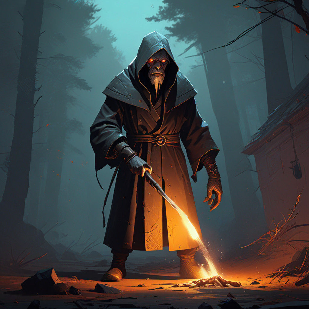 Grimdark Fantasy Scene in Dark Realism Style