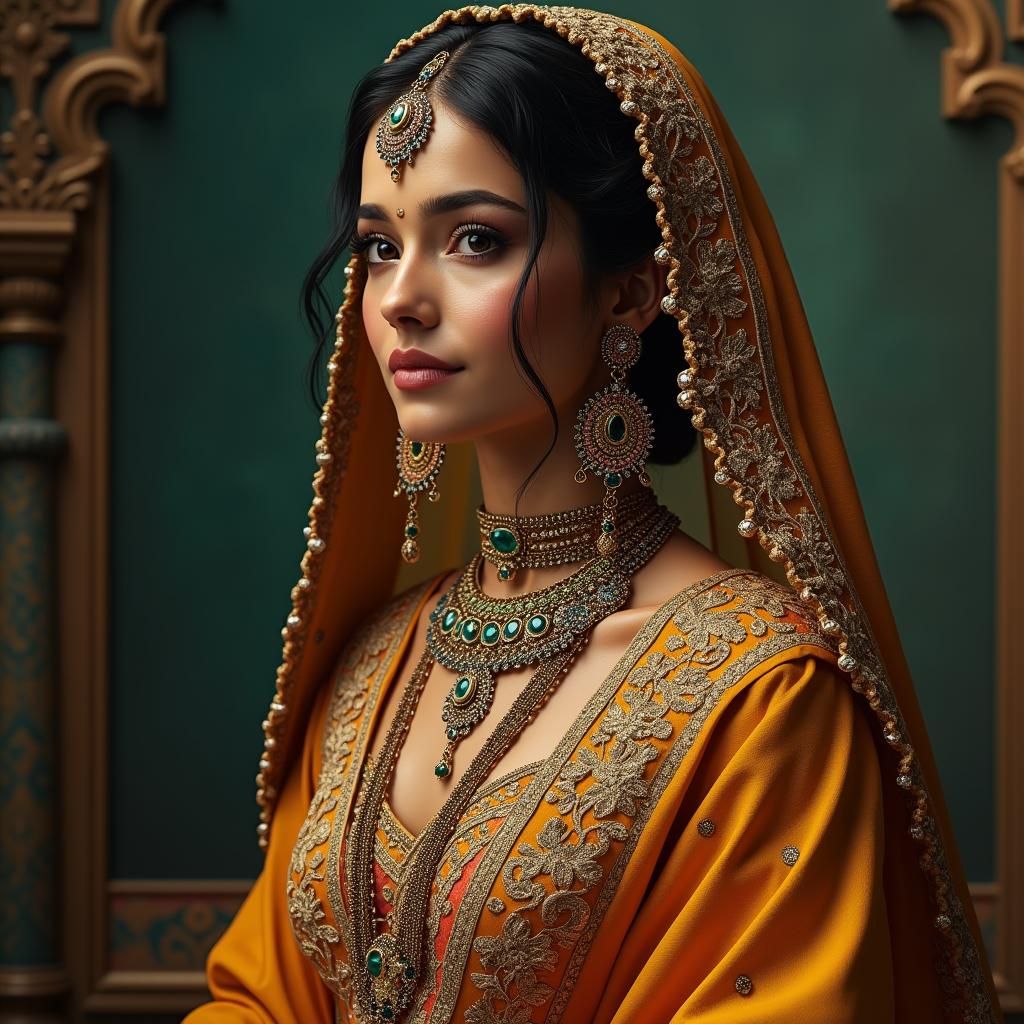Indian Princess Portrait with Futuristic Jewelry