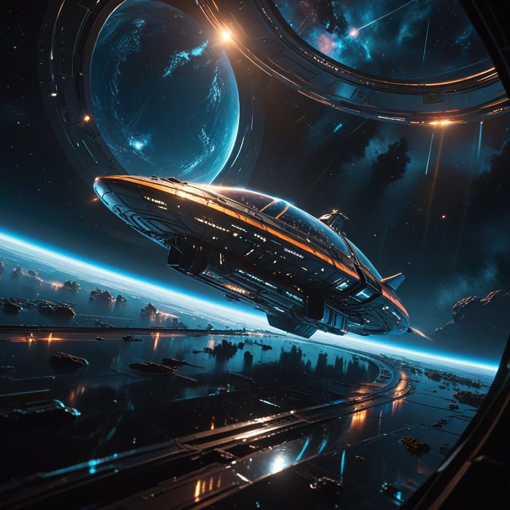 Epic Spaceship Emerges from Cosmic Portal in Vibrant Astral ...